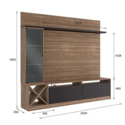 Estante para TV e Home Theater até 60 Polegadas 200CMX180CM 1 Porta de Veneza Marrom - 3 Estante para TV e Home Theater até 60 Polegadas 200CMX180CM 1 Porta de Veneza Marrom - 3