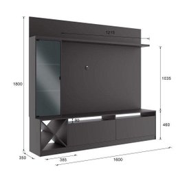 Estante para TV e Home Theater até 50 Polegadas 160CMX180CM 1 Porta de Sorrento Cinza - 3 Estante para TV e Home Theater até 50 Polegadas 160CMX180CM 1 Porta de Sorrento Cinza - 3