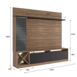 Estante Home Para TV até 50 Polegadas 1 Porta de Vidro Sorrento  - 3