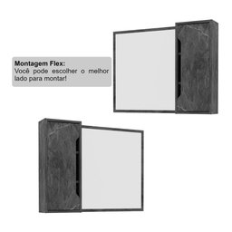 Espelheira para Banheiro Flex 80cm com 1 Porta Multimóveis CR10116 Mármore Lunar - 3