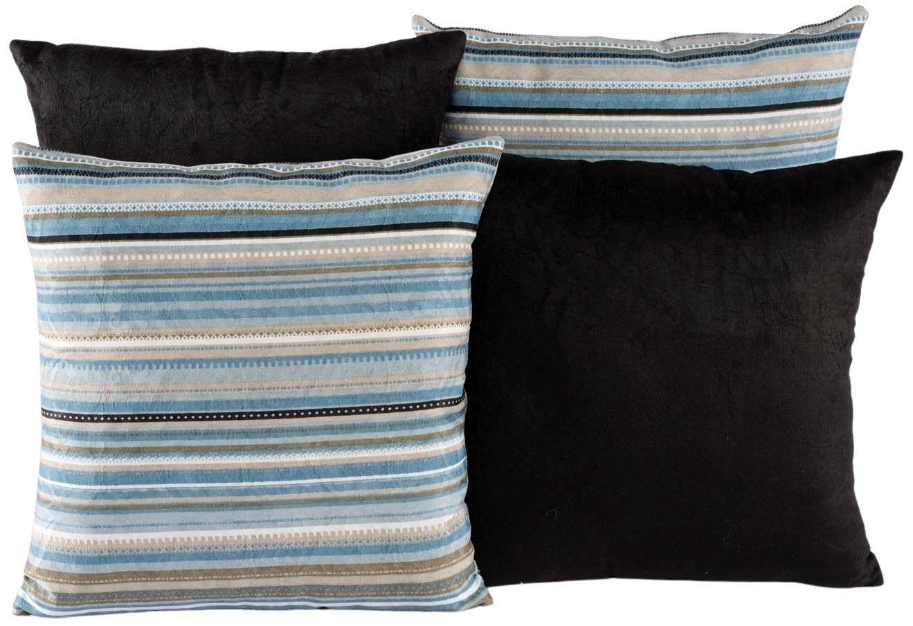 Kit 4 Almofadas Decorativas para Sofá Preto com Listrado - 1
