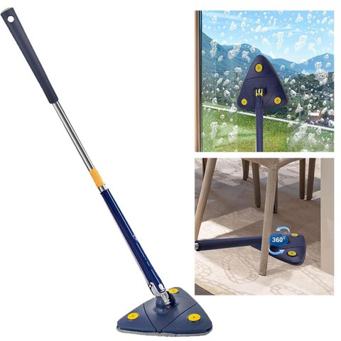 Mop Esfregao Giratorio Telescopio Espreme Torce Pano Limpeza Chao Vidro Janela Teto Parede Piso Marm
