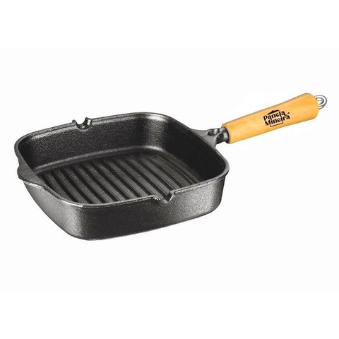 Frigideira Grill Quadrada Ferro Panela Mineira Cm 23cm 1,5l