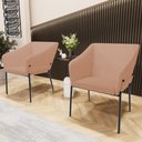 Ver imagem 2 de Kit 3 Cadeiras para Sala de Jantar Estar Living Olívia L02 Linho Rosê - Lyam Decor