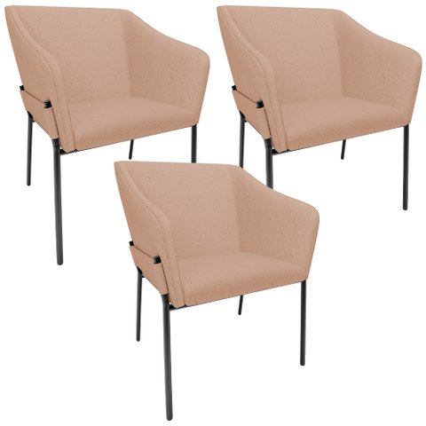 Kit 3 Cadeiras para Sala de Jantar Estar Living Olívia L02 Linho Rosê - Lyam Decor