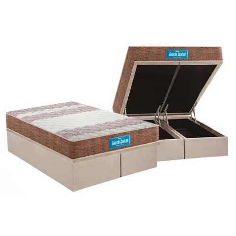 Cama Box Baú Queen: Colchão Anatômico Probel D33 / EP Guarda Costas PróIntense Plus Double Face