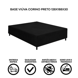Base Box Casal Viúva Crisle Sintético Preto 128x188x30 - 4