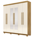 Ver imagem 1 de Guarda Roupa Casal 6 Portas Elegance com Espelho Nature Champanhe Móveis Vila Rica