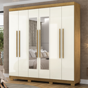 Ver imagem 2 de Guarda Roupa Casal 6 Portas Elegance com Espelho Nature Champanhe Móveis Vila Rica