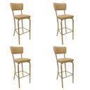 Ver imagem 1 de Conjunto 4 Banquetas Olivia - Altura 65cm para Bar e Cozinha Dourado Fosco com Assento Confortável C