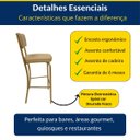 Ver imagem 2 de Conjunto 4 Banquetas Olivia - Altura 65cm para Bar e Cozinha Dourado Fosco com Assento Confortável C
