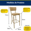 Ver imagem 5 de Conjunto 4 Banquetas Olivia - Altura 65cm para Bar e Cozinha Dourado Fosco com Assento Confortável C