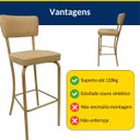 Ver imagem 6 de Conjunto 4 Banquetas Olivia - Altura 65cm para Bar e Cozinha Dourado Fosco com Assento Confortável C