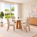 Ver imagem 1 de Conjunto Sala de Jantar Mesa Lisa 90cm com Tampo MDF Canto Reto 4 Cadeiras Lily