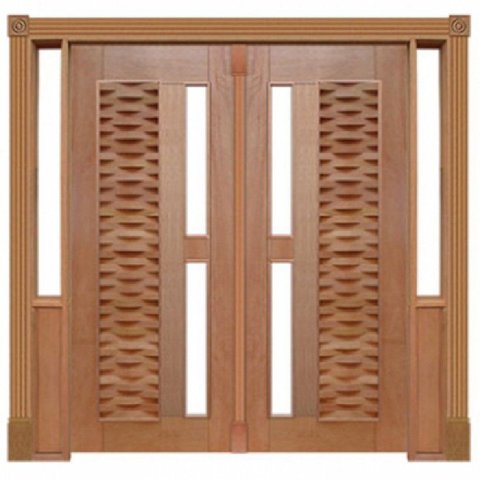 Portal Duplo Pivotante Madeira Maciça Cedro Arana Ripada para Vidro 140 Casmavi - 2.15 a X 1.85 L
