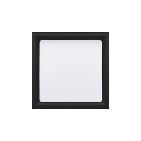 Painel de Led Stella Quadrado Deep de Sobrepor Recuado 18w Bivolt Preto 3000k Luz Amarela Sth20903pt
