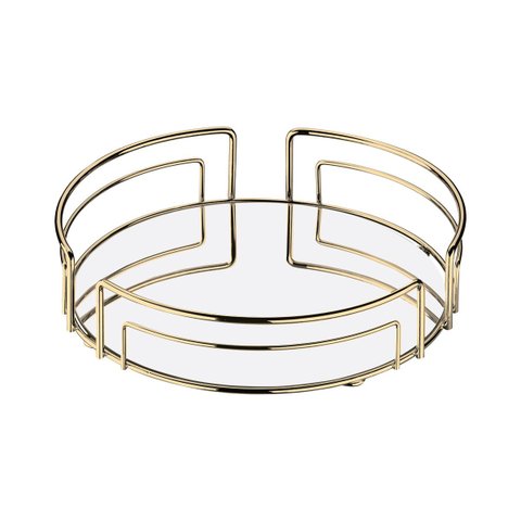 Bandeja Multiuso Hara Luiza Redonda 30cm diâm. x 8,5cm alt.:Dourado