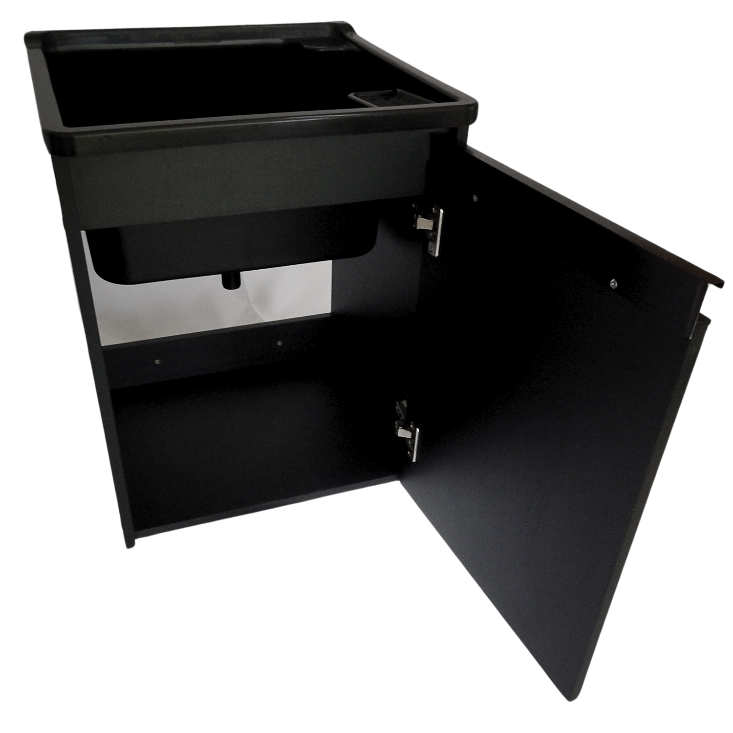 Tanque Lavanderia 26l Gabinete Mdf Preto Suspenso Suporte Torneira de Bancada - 6