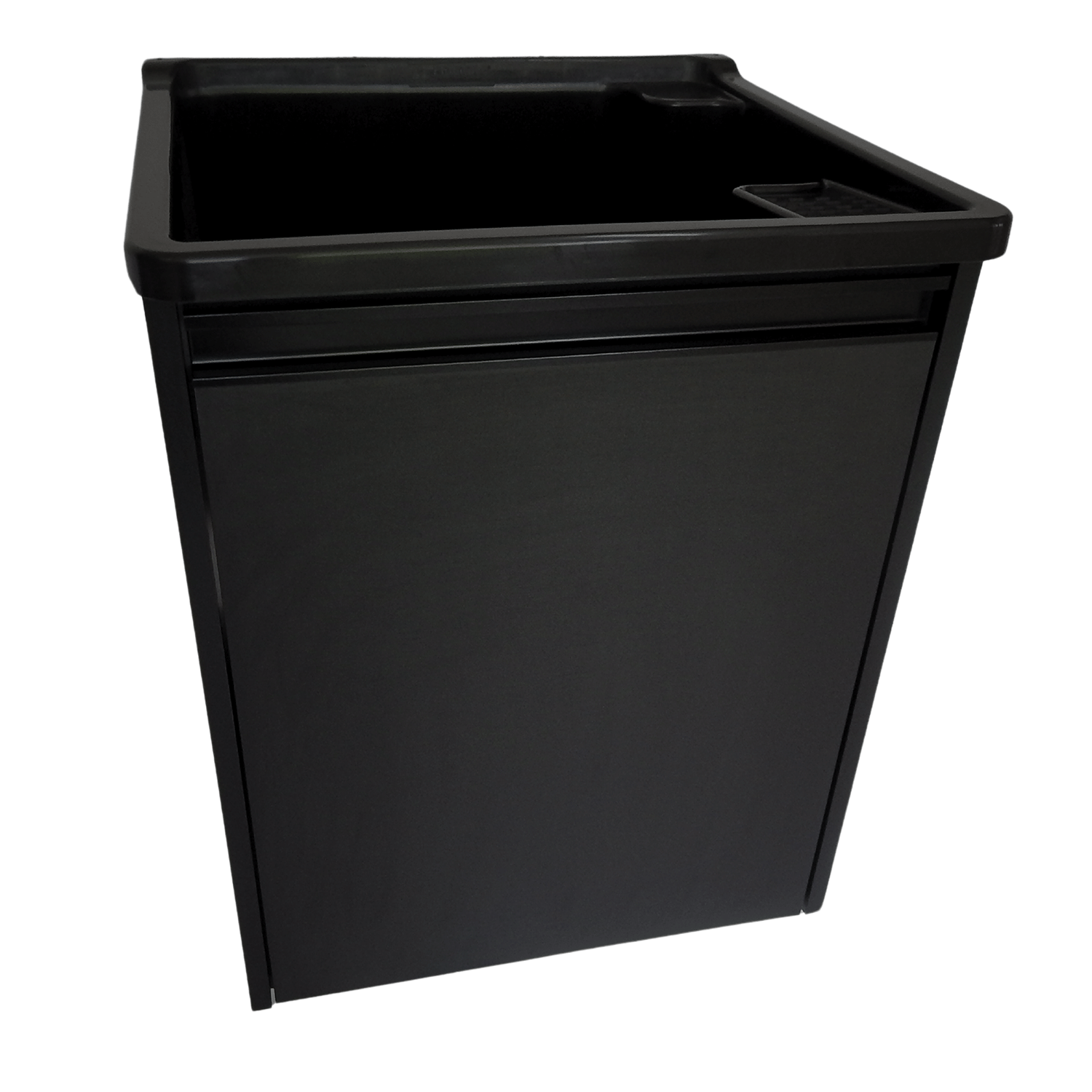 Tanque Lavanderia 26l Gabinete Mdf Preto Suspenso Suporte Torneira de Bancada - 5