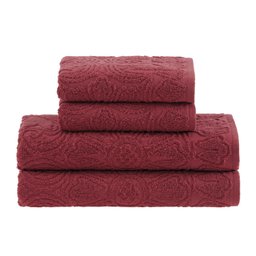 Jogo Toalha 2 Banho E 2 Rosto Florentina 4Pçs Vermelho 3049 - 1