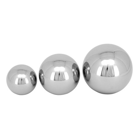 Jogo 3 Esferas Decorativa Enfeite Casa Vidro Cinza Home