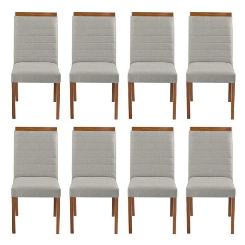 Kit 8 Cadeiras Decorativas Sala de Jantar Luxo Sueli Facto Prata - Mozzelar