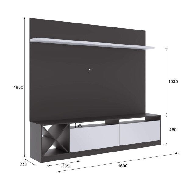 Rack com Painel Para TV até 50 Polegadas 2 Portas Adega Vicenza  - 3