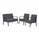 Ver imagem 1 de Conjunto Poltronas Jade Braço Madeira Suede Azul Bic