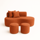 Ver imagem 1 de Conjunto Sofá Curvo Orgânico + 2puffs Nature Gaia Suede Montanaris Decor