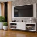 Ver imagem 1 de Rack com Painel para TV até 60 Polegadas Veneza 1 Porta 2 Prateleiras Branco - Panorama Móveis