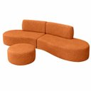 Ver imagem 1 de Sofa Virgínia Curvo em Bouclé Kit com Puff | Conforto e Design Moderno