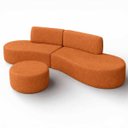 Ver mais imagens de Sofa Virgínia Curvo em Bouclé Kit com Puff | Conforto e Design Moderno