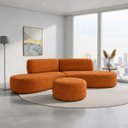 Ver imagem 6 de Sofa Virgínia Curvo em Bouclé Kit com Puff | Conforto e Design Moderno