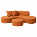 Ver imagem 2 de Sofa Virgínia Curvo em Bouclé Kit com Puff | Conforto e Design Moderno