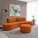 Ver imagem 4 de Sofa Virgínia Curvo em Bouclé Kit com Puff | Conforto e Design Moderno