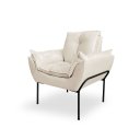 Ver imagem 4 de Poltrona Decorativa Opala Amamentação para Sala Base de Ferro Preto Suede Meecommerce:bege