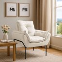 Ver imagem 1 de Poltrona Decorativa Opala Amamentação para Sala Base de Ferro Preto Suede Meecommerce:bege