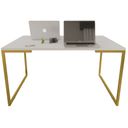 Ver imagem 1 de Mesa Escritório Base Metal Dourado Tampo Branco 90 Cm