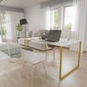 Mesa Escritório Base Metal Dourado Tampo Branco 90 Cm - 3