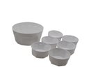 Ver imagem 1 de Conjunto de Sobremesa Oitavado Tigela Saladeira Potes Cozinha 7 Peças Branco Opaco