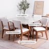 Conjunto de Jantar Mesa Quadrada com Vidro Bennett 6 Cadeiras Ella - Natural C/ Off White - 2