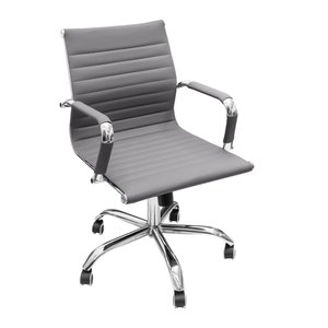 Cadeira para Escritório Baixa Esteirinha Corino com Rodizio 3301 Or Design Cinza