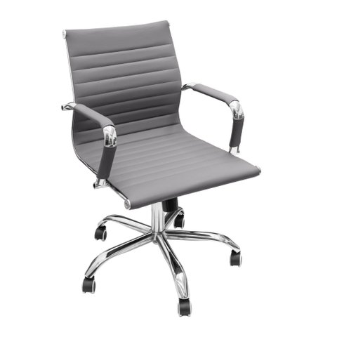 Cadeira para Escritório Baixa Esteirinha Corino com Rodizio 3301 Or Design Cinza