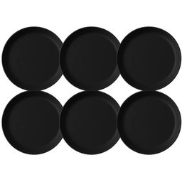 Jogo 6 Pratos Rasos Redondos 25cm Pratos Plástico Preto Serv - 1 Jogo 6 Pratos Rasos Redondos 25cm Pratos Plástico Preto Serv - 1