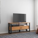 Ver imagem 2 de Rack para Sala de Estar 01 Gaveta 01 Prateleira Olivy D03 140 Cm Freijó Preto Fosco - Lyam Decor