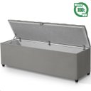 Ver imagem 4 de Recamier Baú Berlim Veludo Cinza Queen 1,50m Estofado Pés Pvc Preto