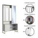 Ver imagem 4 de Sapateira Cabideiro com Espelho 1 Porta 100 Cm P1067 Arenas Dourado Pp Milani Store