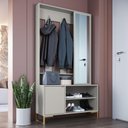 Ver imagem 2 de Sapateira Cabideiro com Espelho 1 Porta 100 Cm P1067 Arenas Dourado Pp Milani Store
