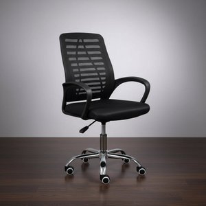 Kit Cadeiras Escritório Atendimento Preta Base Giratória Material do Estofamento Tela Mesh Zebrada 2