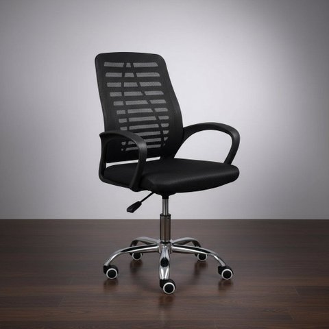 Kit Cadeiras Escritório Atendimento Preta Base Giratória Material do Estofamento Tela Mesh Zebrada 2